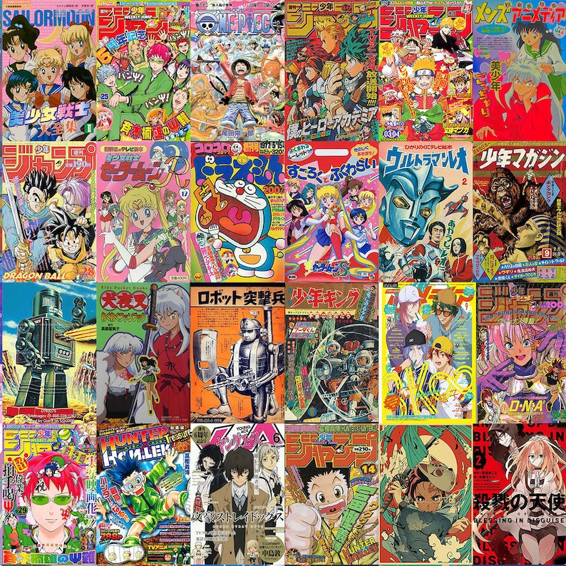 130 Nostalgic Anime Moments: Digital Collage Kit