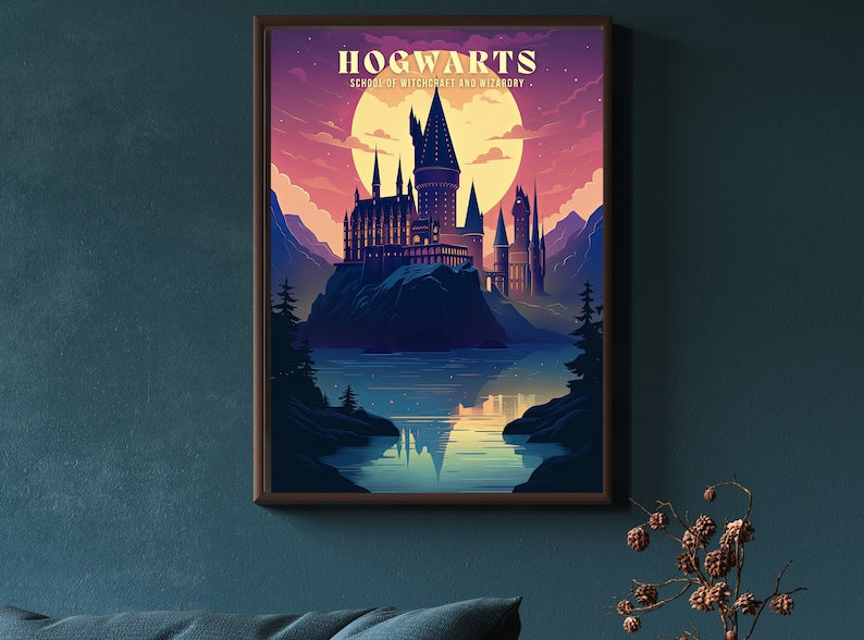 Magical Castle Art Print: Hogwarts Travel Poster