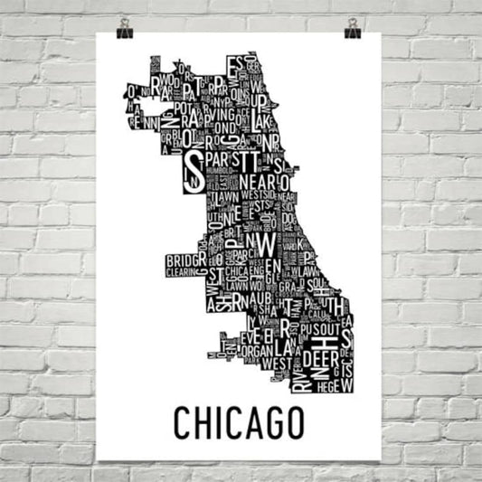 Chicago Neighborhoods Map Art Print