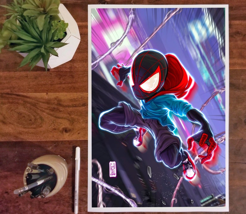 Marvel Miles Morales Kids Wall Art Print: Spider-Verse Superhero Poster