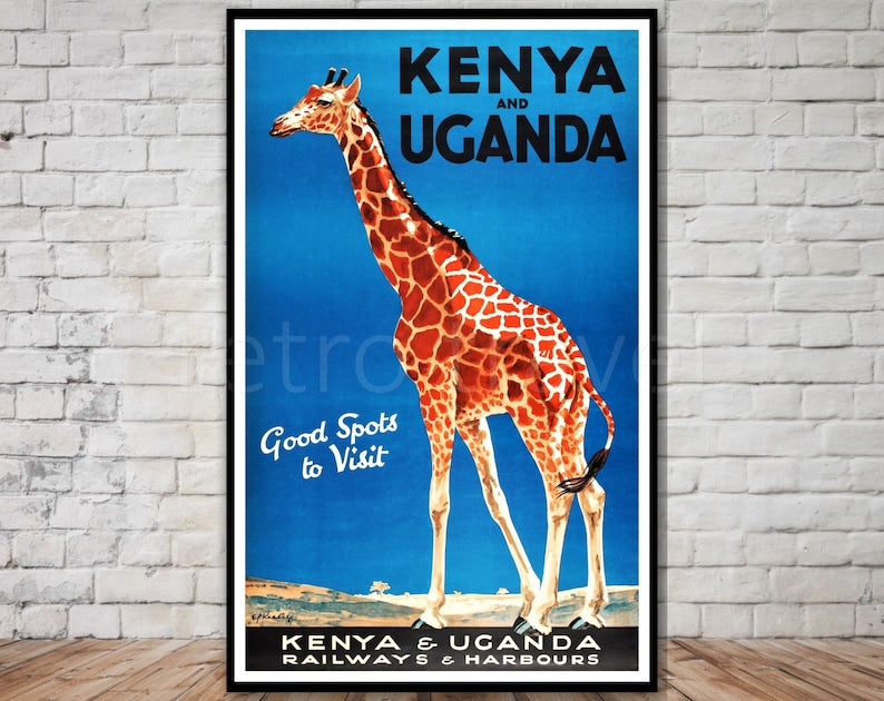 Kenya & Uganda Retro Travel Poster