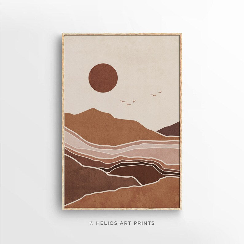 Abstract Mid-Century Wall Art | Sun & Moon Prints