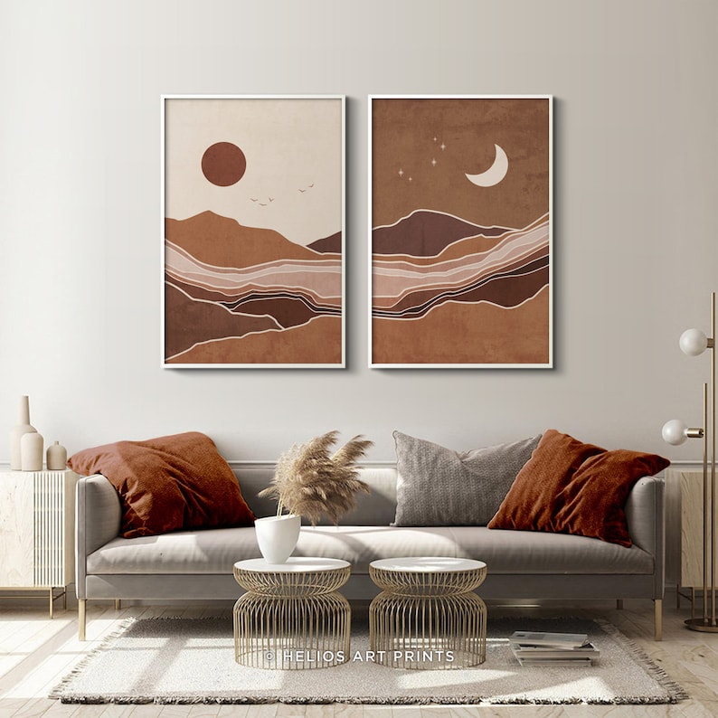 Abstract Mid-Century Wall Art | Sun & Moon Prints