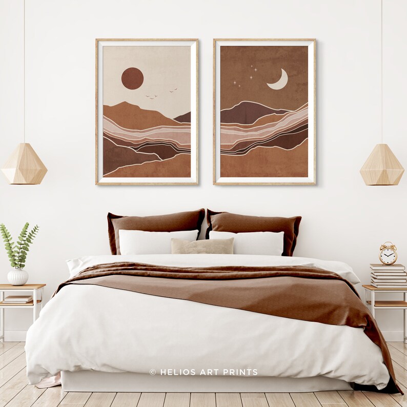 Abstract Mid-Century Wall Art | Sun & Moon Prints