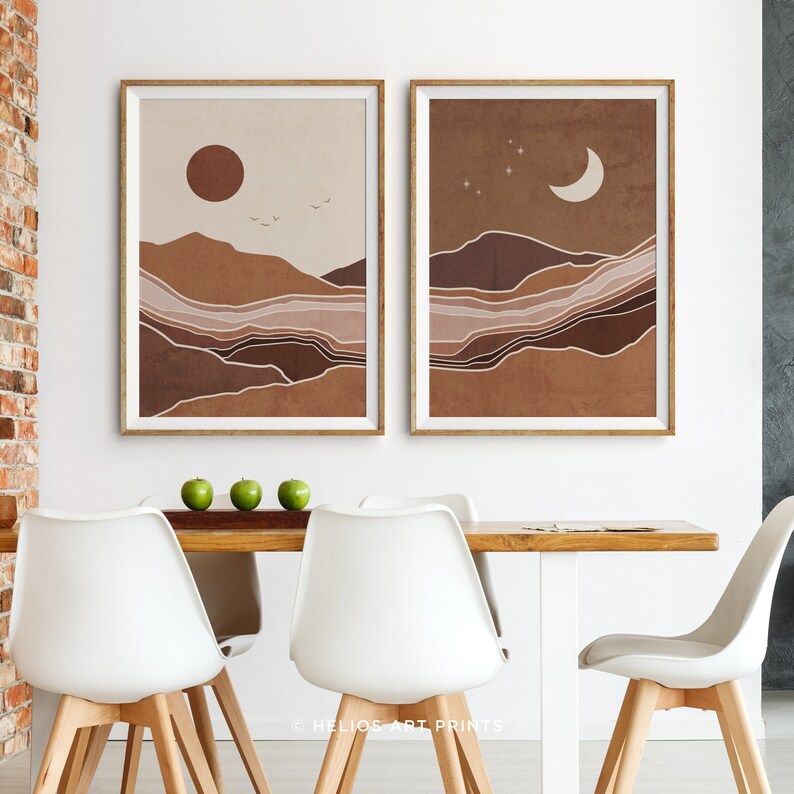 Abstract Mid-Century Wall Art | Sun & Moon Prints