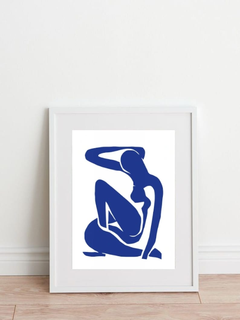 Exquisite Matisse Wall Art Trio: Abstract Navy Blue Masterpieces for Living Room Decor