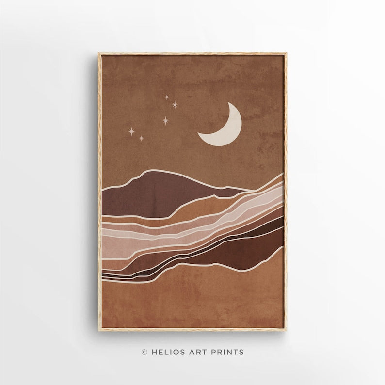 Abstract Mid-Century Wall Art | Sun & Moon Prints