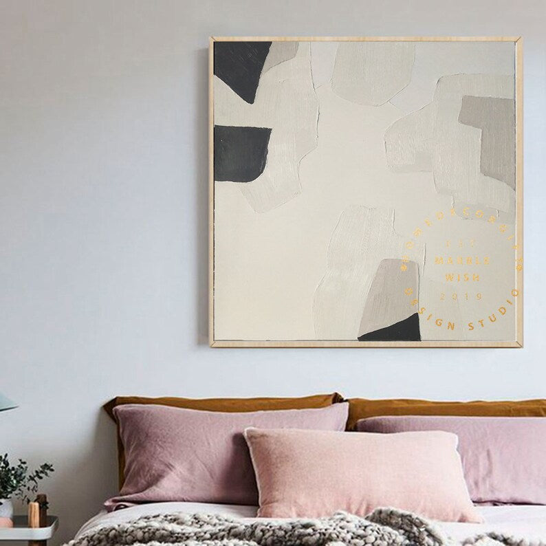 Nordic Beige Gray Abstract Original Boho Painting