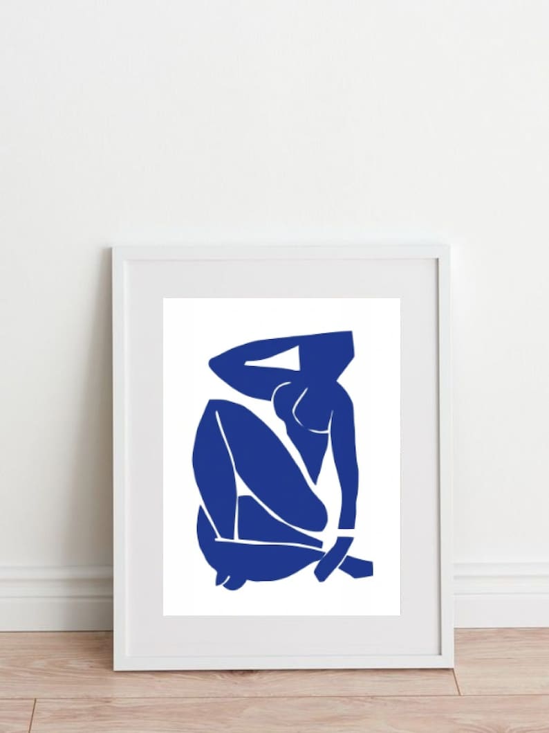 Exquisite Matisse Wall Art Trio: Abstract Navy Blue Masterpieces for Living Room Decor