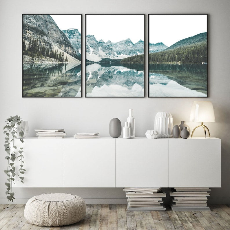 Nature's Serene Embrace: Set of 3 Landscape Art Prints