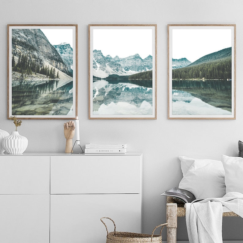 Nature's Serene Embrace: Set of 3 Landscape Art Prints