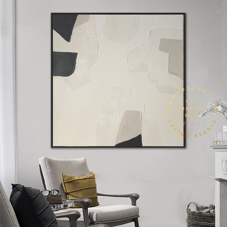 Nordic Beige Gray Abstract Original Boho Painting