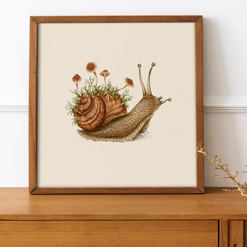 Serene Garden Snail Art Print