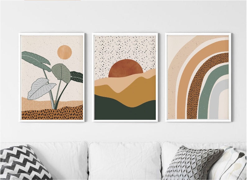 Boho Gallery Wall Set of 3 | Printable Mid-Century Modern Wall Art