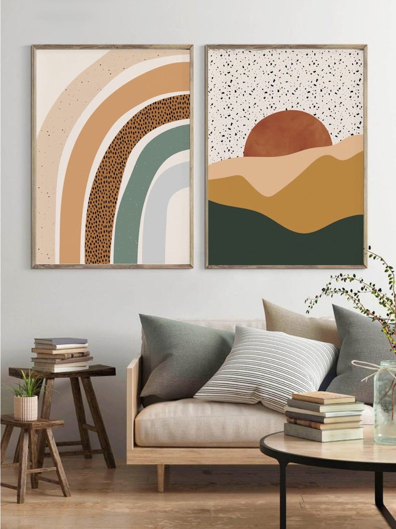 Boho Gallery Wall Set of 3 | Printable Mid-Century Modern Wall Art