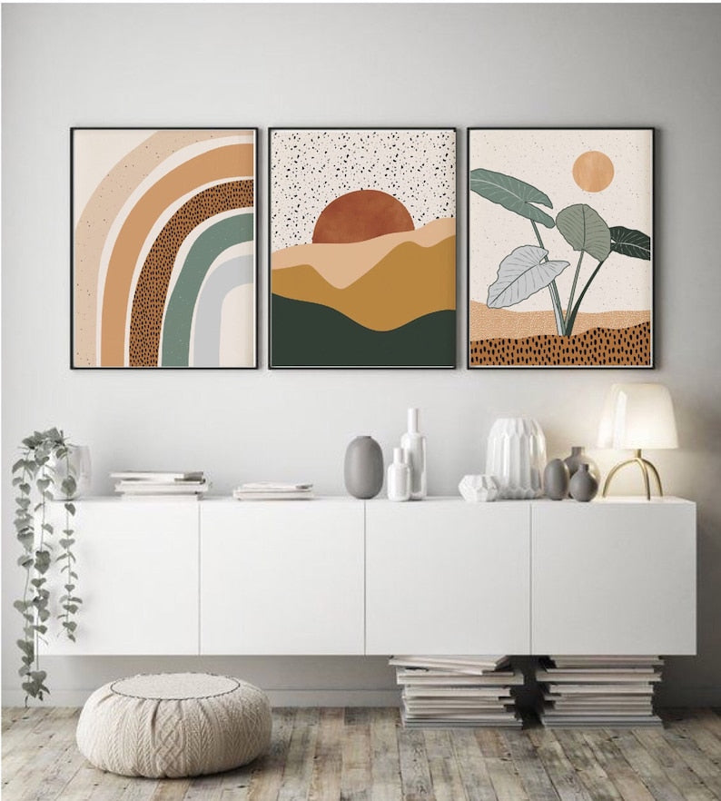 Boho Gallery Wall Set of 3 | Printable Mid-Century Modern Wall Art