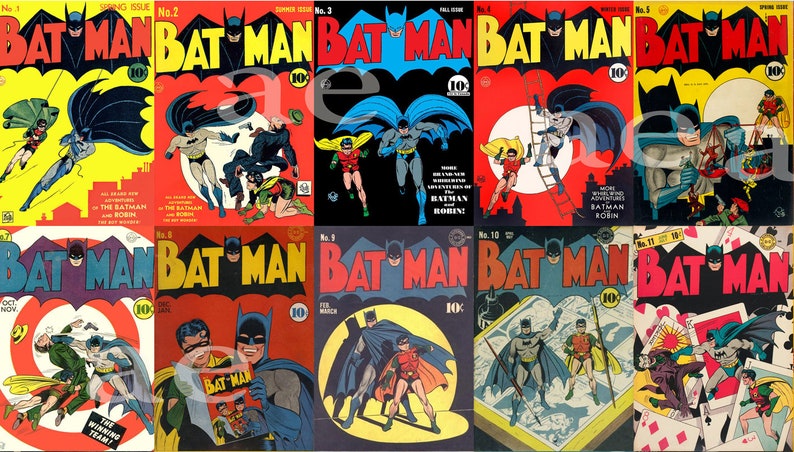 DC Comics Batman First 36 Golden Age Covers and Art - Wall Art Print