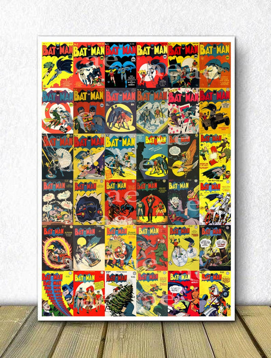 DC Comics Batman First 36 Golden Age Covers and Art - Wall Art Print