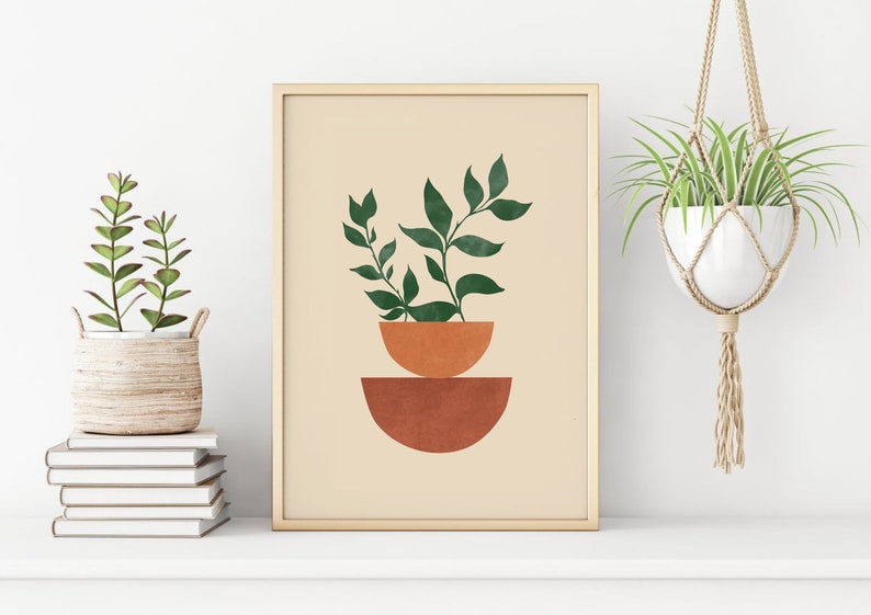 Boho Botanical Wall Art - Terracotta Abstract Print