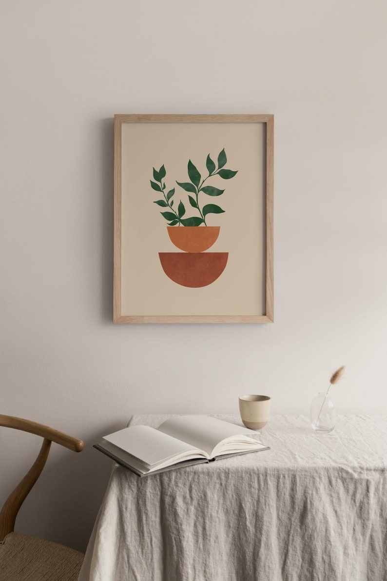 Boho Botanical Wall Art - Terracotta Abstract Print