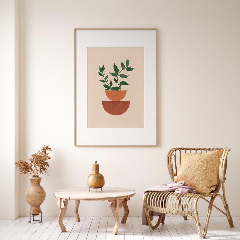 Boho Botanical Wall Art - Terracotta Abstract Print