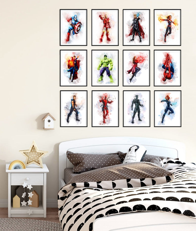 Marvel Superhero Poster Set: Hulk, Captain America, Iron Man