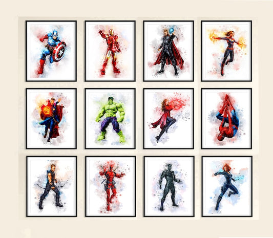 Marvel Superhero Poster Set: Hulk, Captain America, Iron Man