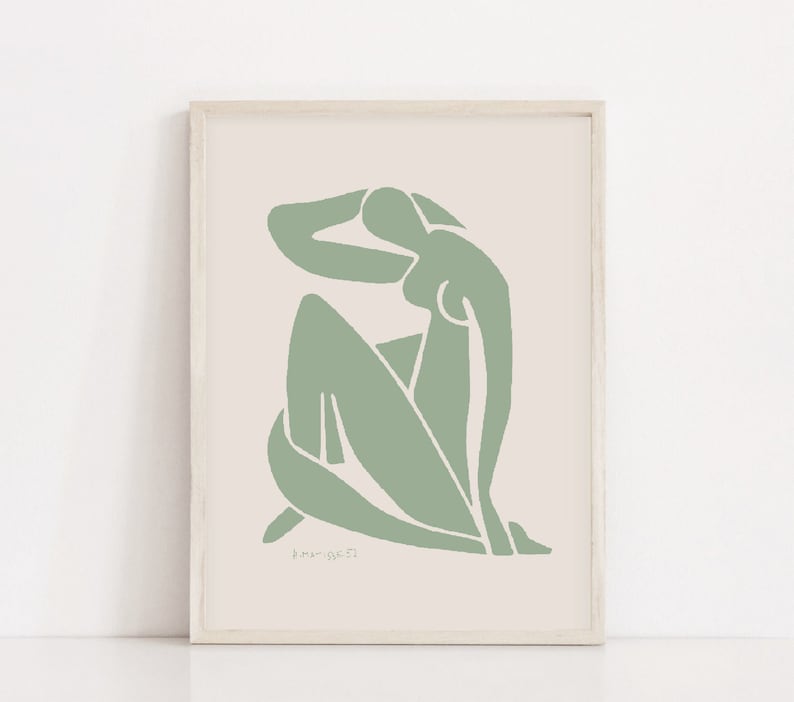 Sage Haven: Matisse-Inspired Wall Art Trio