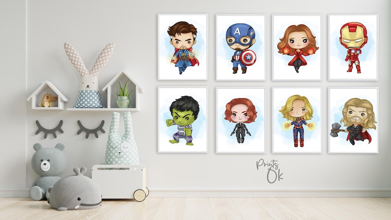 Marvel Superhero Nursery Prints: Avengers Wall Art for Kids