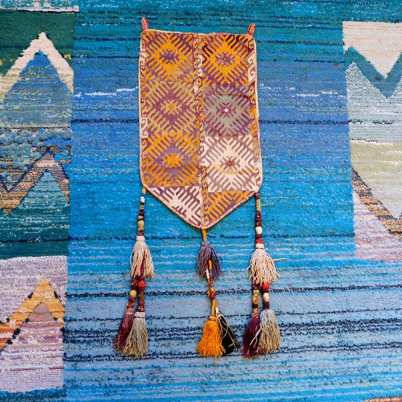 Antique Uzbek Cross-Stitch Yurt Hanging