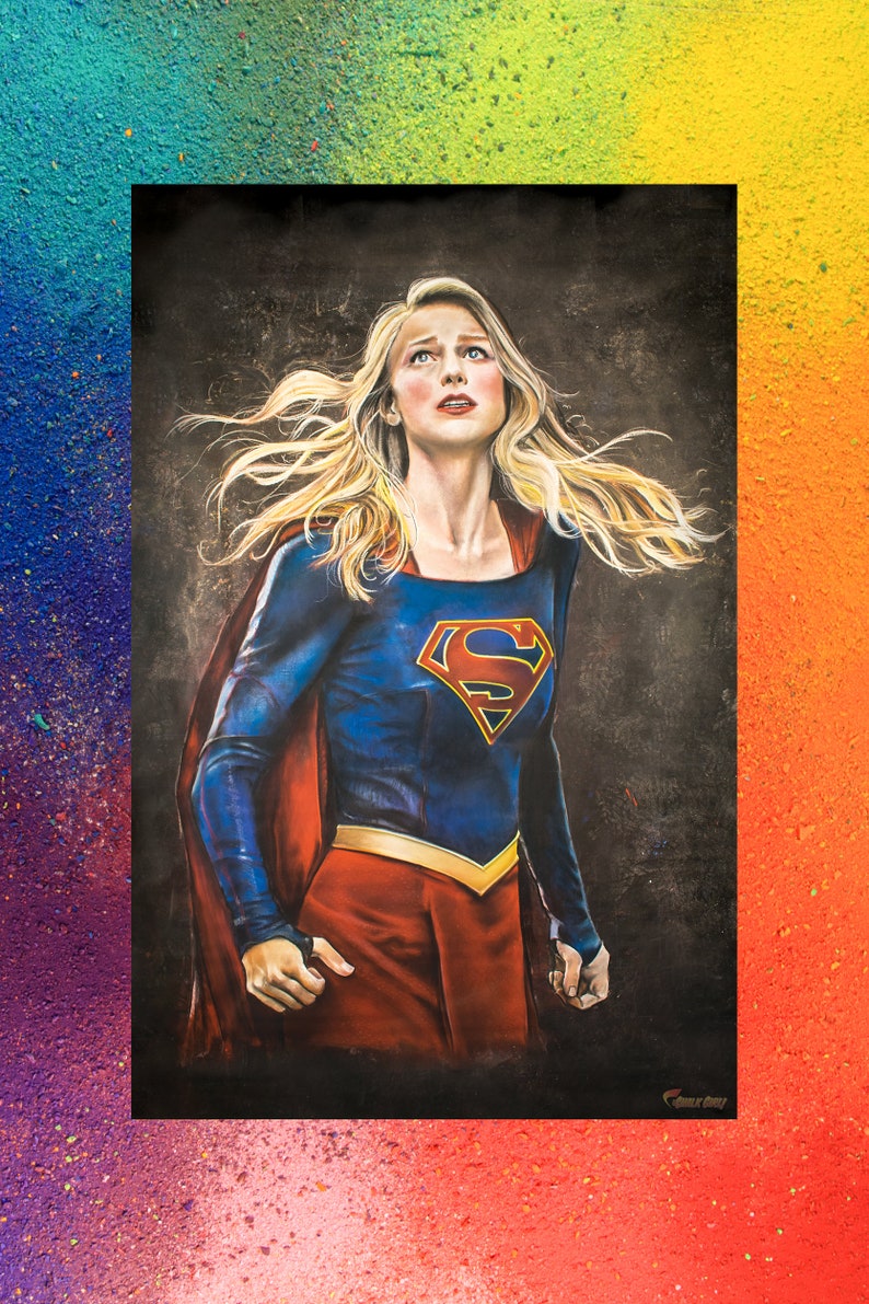 Supergirl Kara Danvers Chalk Art Wall Poster