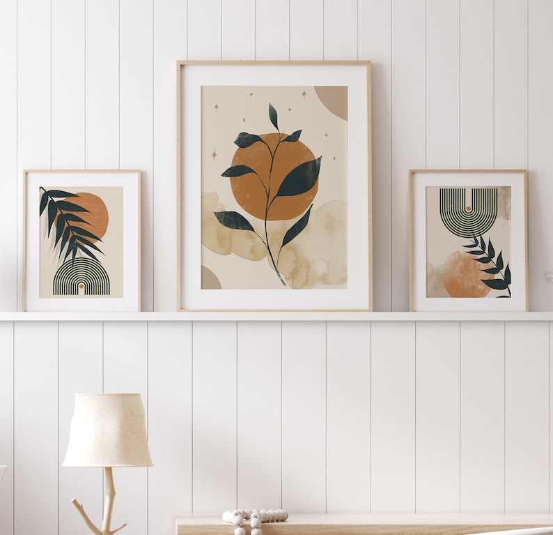 Bohemian Wall Art Triptych: Abstract Mid-Century Wall Prints