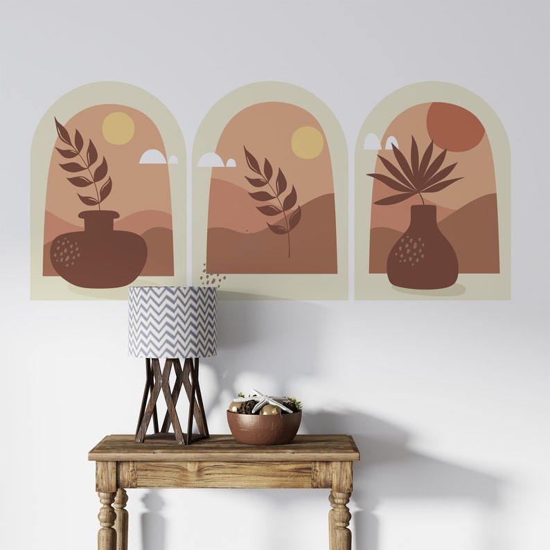 Boho Abstract Wall Decals: Terracotta Trio