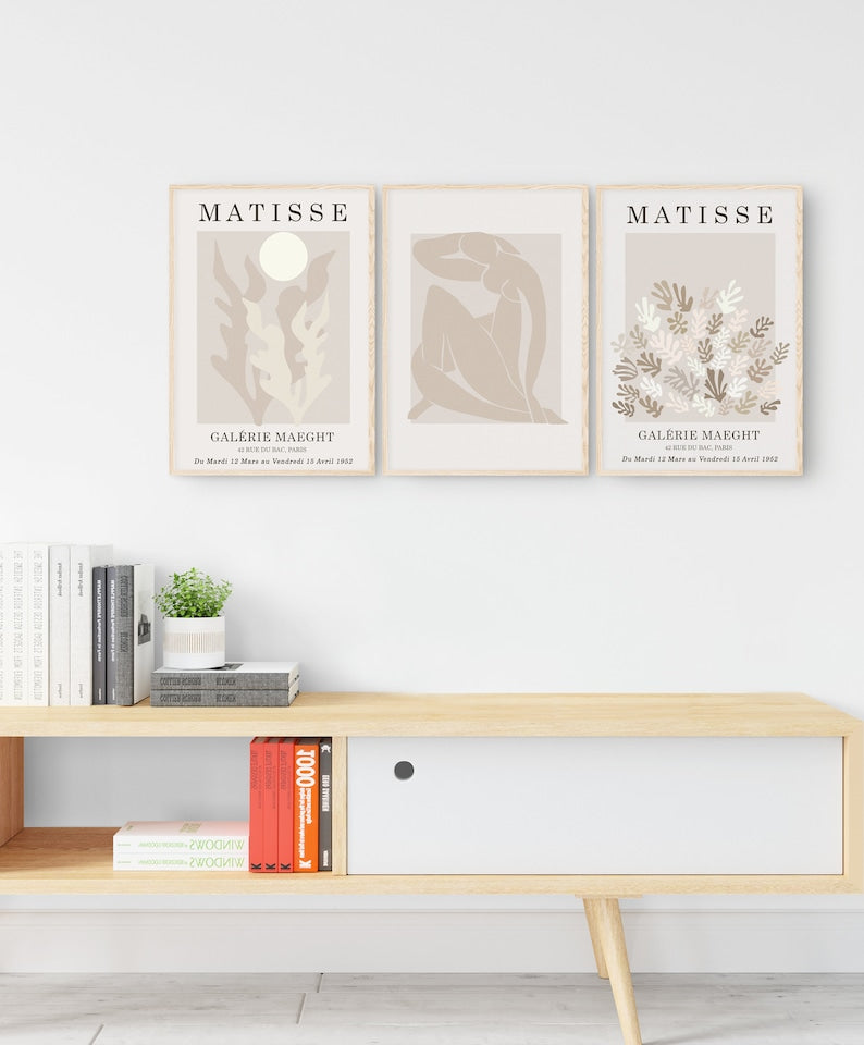 Set of 3 Matisse Prints: Boho Neutral Wall Art