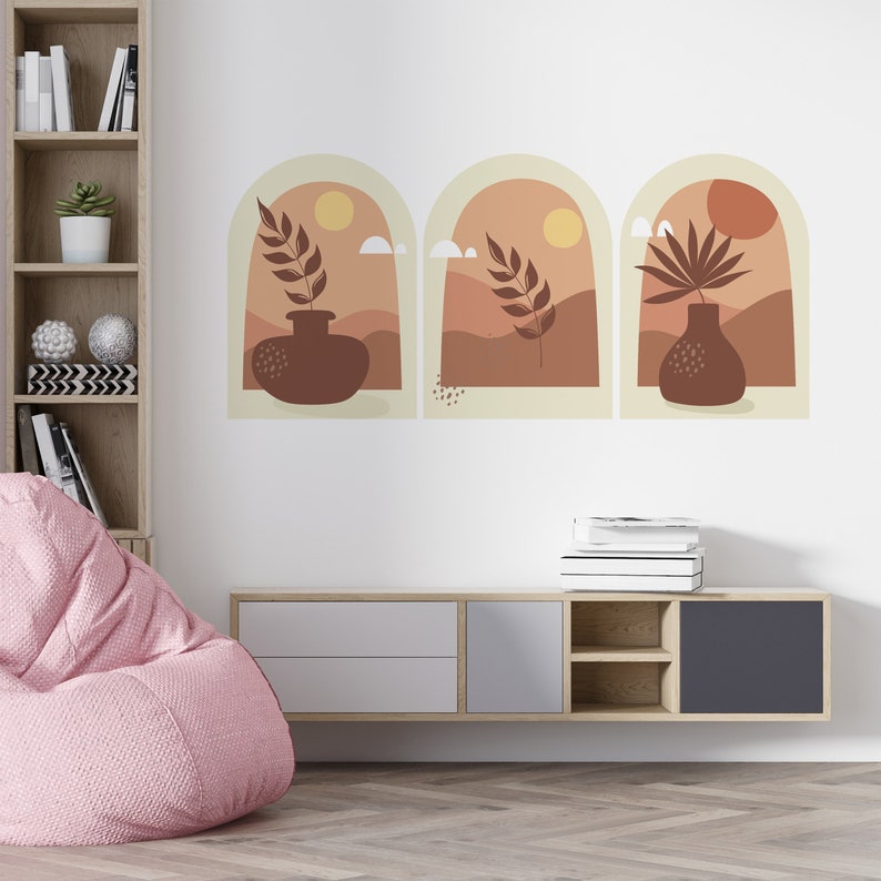 Boho Abstract Wall Decals: Terracotta Trio