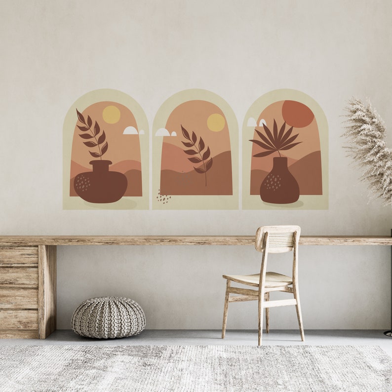 Boho Abstract Wall Decals: Terracotta Trio