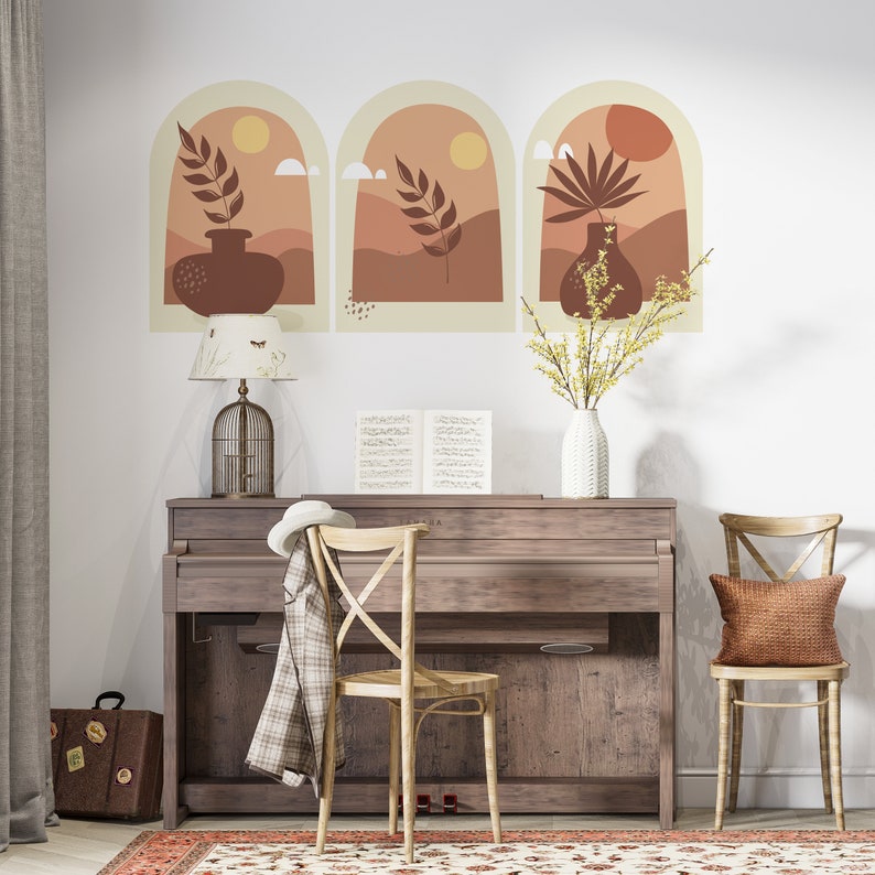 Boho Abstract Wall Decals: Terracotta Trio