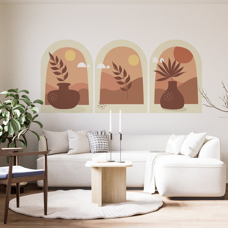 Boho Abstract Wall Decals: Terracotta Trio