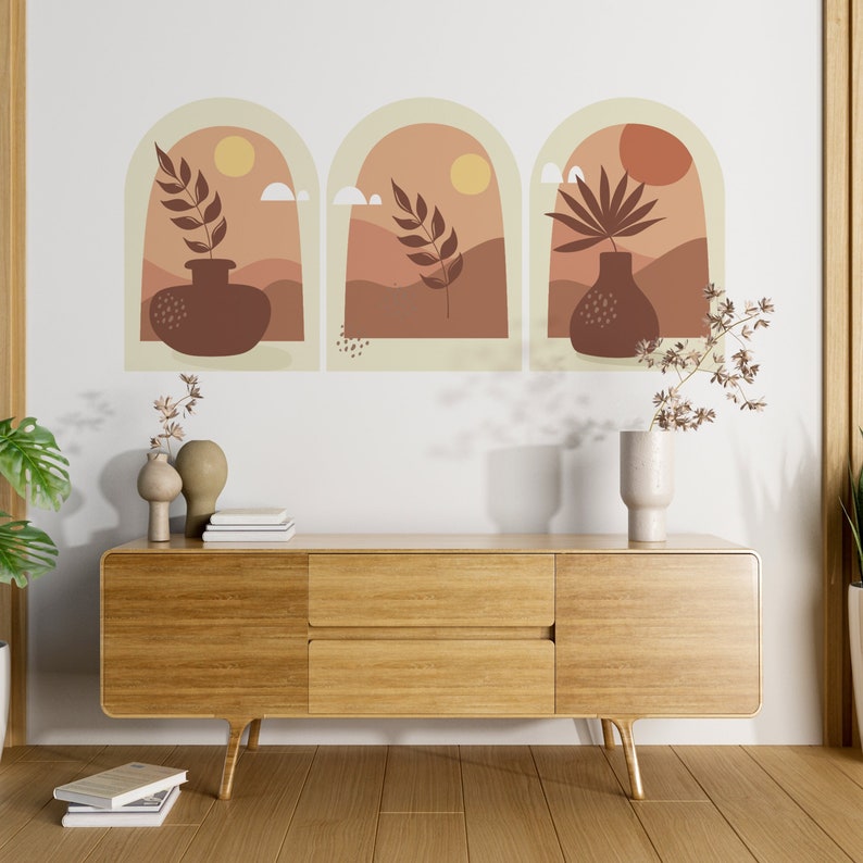 Boho Abstract Wall Decals: Terracotta Trio