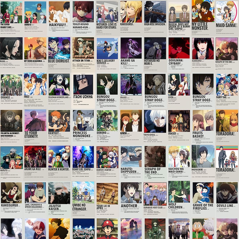 Anime Collage Kit (200 Prints) for Room Decor