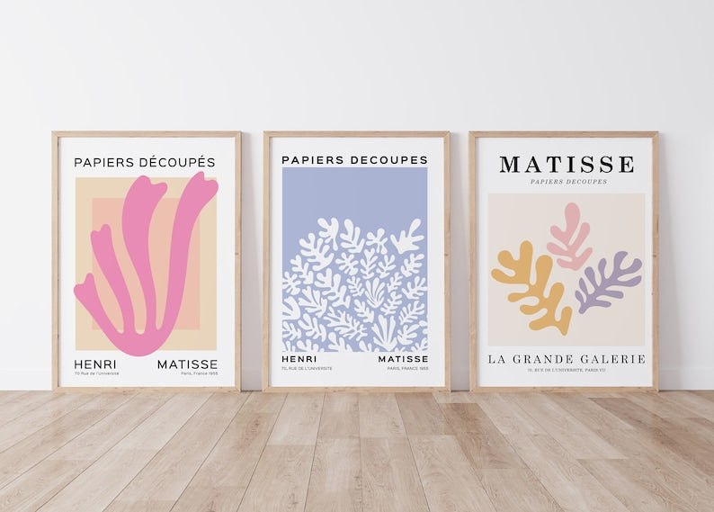 Henri Matisse Colorful Print Trio: Boho Wall Decor