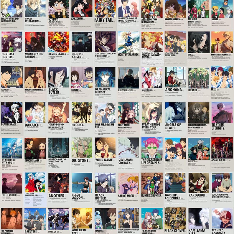 Anime Collage Kit (200 Prints) for Room Decor