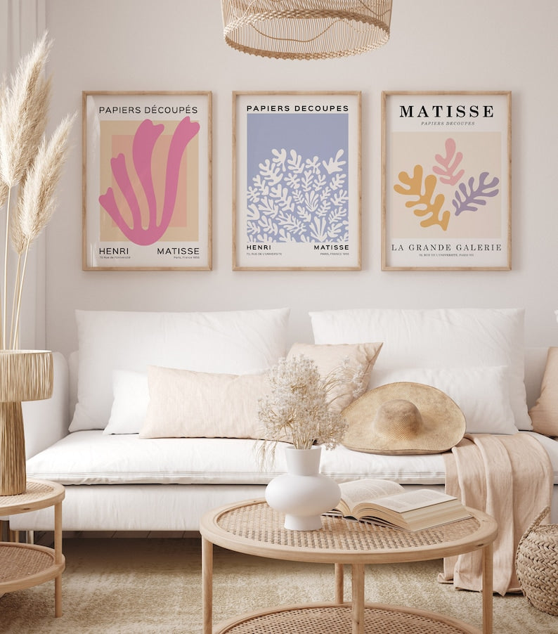 Henri Matisse Colorful Print Trio: Boho Wall Decor