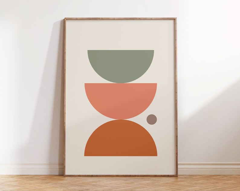 Mid Century Modern Wall Art Prints, Digital Download Abstract Set of 3