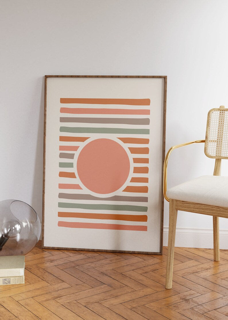 Mid Century Modern Wall Art Prints, Digital Download Abstract Set of 3