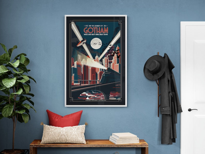 Art Deco Gotham City Travel Print