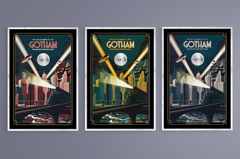 Art Deco Gotham City Travel Print