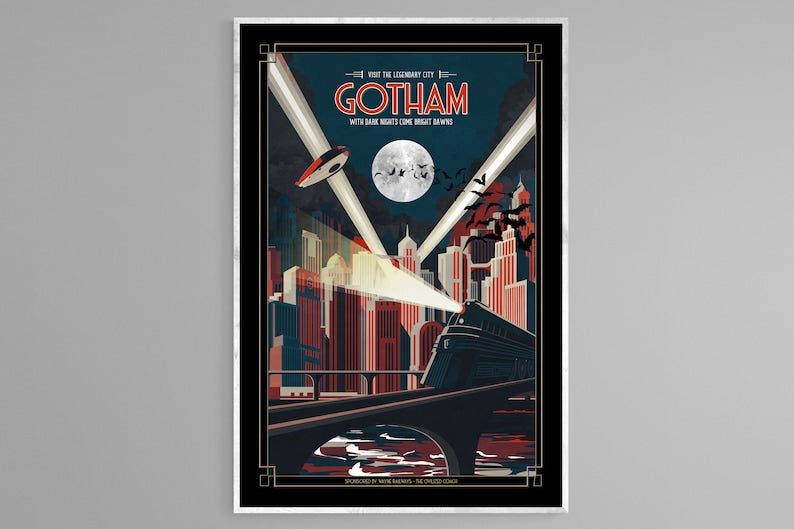 Art Deco Gotham City Travel Print