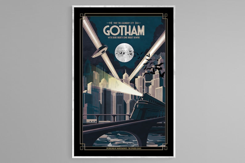 Art Deco Gotham City Travel Print