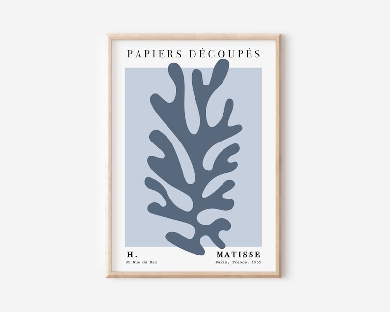 Triptych Matisse Prints for Pastel Blue Wall Decor